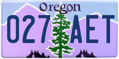 OR license plate 027AET