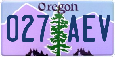 OR license plate 027AEV