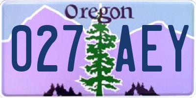 OR license plate 027AEY