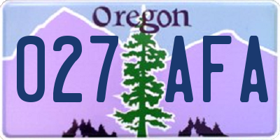 OR license plate 027AFA
