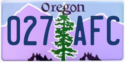 OR license plate 027AFC