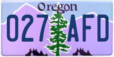 OR license plate 027AFD