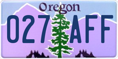 OR license plate 027AFF