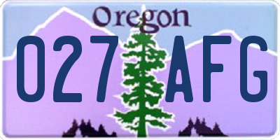 OR license plate 027AFG