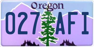 OR license plate 027AFI