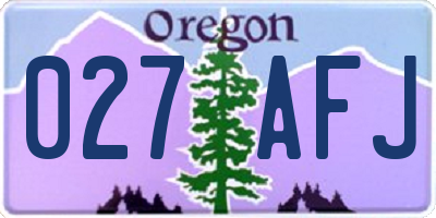 OR license plate 027AFJ