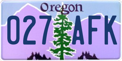 OR license plate 027AFK