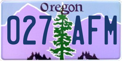 OR license plate 027AFM