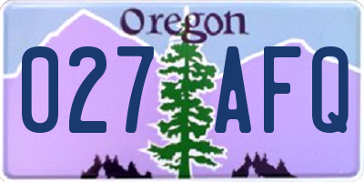 OR license plate 027AFQ