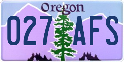 OR license plate 027AFS