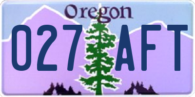 OR license plate 027AFT
