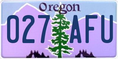 OR license plate 027AFU