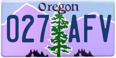 OR license plate 027AFV