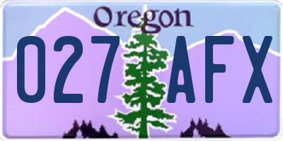 OR license plate 027AFX