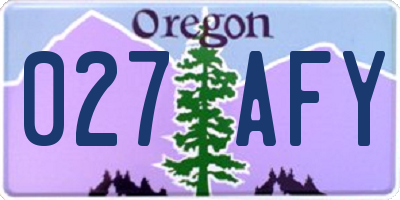 OR license plate 027AFY