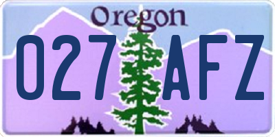 OR license plate 027AFZ