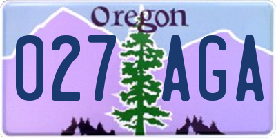 OR license plate 027AGA