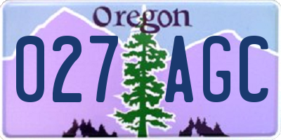 OR license plate 027AGC