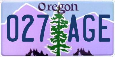 OR license plate 027AGE