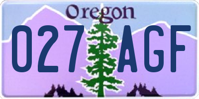 OR license plate 027AGF