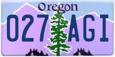 OR license plate 027AGI