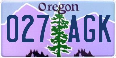 OR license plate 027AGK