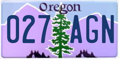OR license plate 027AGN