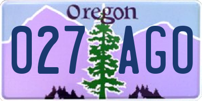 OR license plate 027AGO