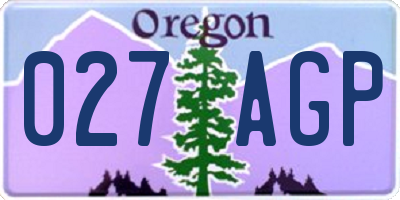 OR license plate 027AGP