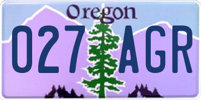 OR license plate 027AGR