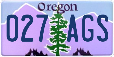 OR license plate 027AGS