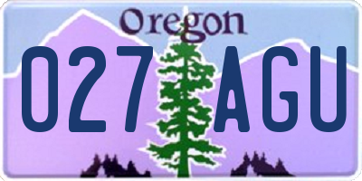 OR license plate 027AGU