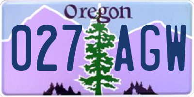 OR license plate 027AGW