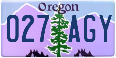 OR license plate 027AGY