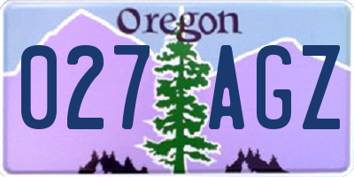 OR license plate 027AGZ