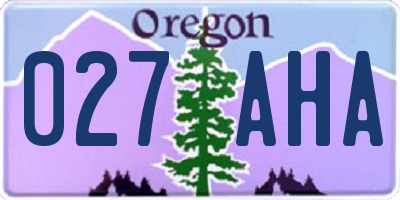 OR license plate 027AHA