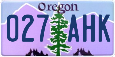 OR license plate 027AHK