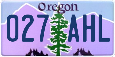 OR license plate 027AHL