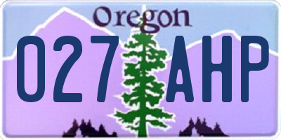 OR license plate 027AHP