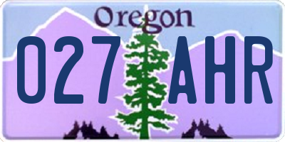 OR license plate 027AHR