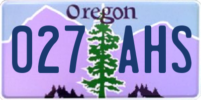 OR license plate 027AHS
