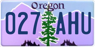 OR license plate 027AHU
