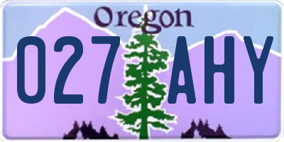 OR license plate 027AHY