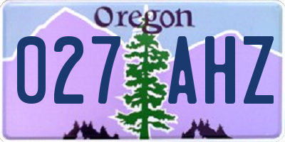 OR license plate 027AHZ
