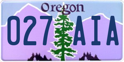 OR license plate 027AIA