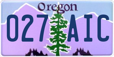 OR license plate 027AIC