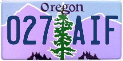 OR license plate 027AIF