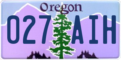 OR license plate 027AIH