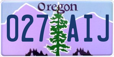 OR license plate 027AIJ