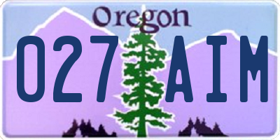 OR license plate 027AIM